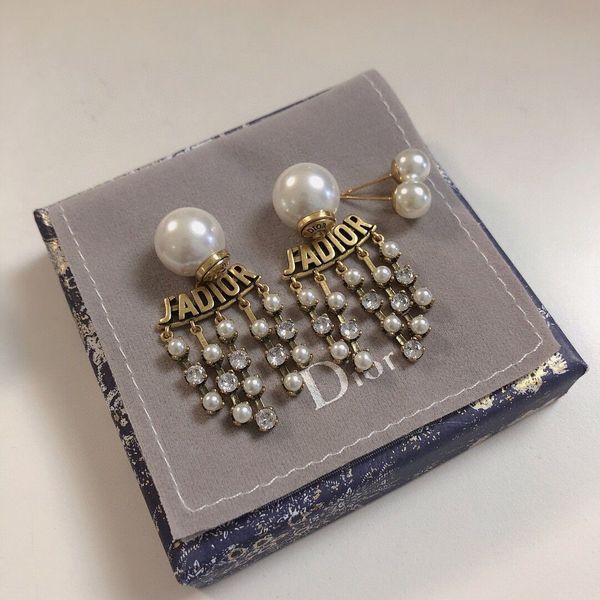 d family's pearl tassel earrings with diamond, female dijia letter earrings, new earrings in 2021, Golden
d family's pearl tassel earrings with diamond, female dijia letter earrings, new earrings in 2021, Golden