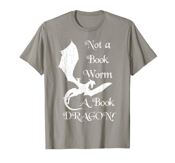 not a book worm a book dragon t-shirt funny tee, White;black