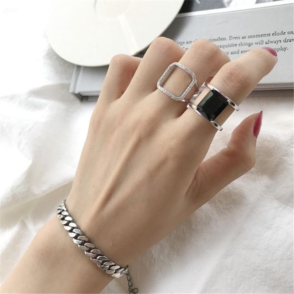 real 925 sterling silver korean style women wedding jewelry zircon setting rings girls cool square large black agate cluster, Golden;silver
real 925 sterling silver korean style women wedding jewelry zircon setting rings girls cool square large black agate cluster, Golden;silver