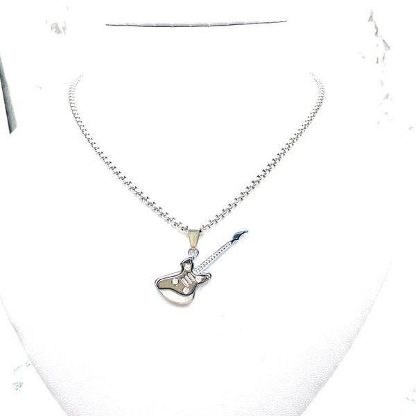 pendant necklaces fashion electric guitar men's titanium steel creative student jewelry street personality rock ladies punk necklace, Silver
pendant necklaces fashion electric guitar men's titanium steel creative student jewelry street personality rock ladies punk necklace, Silver