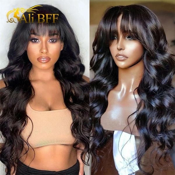lace wigs body wave human hair with bangs glueless full machine made wig brazilian for black women, Black;brown
lace wigs body wave human hair with bangs glueless full machine made wig brazilian for black women, Black;brown