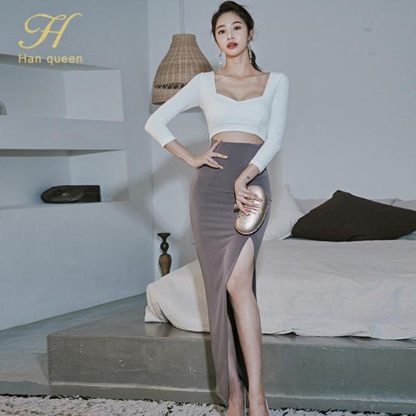 casual dresses h han queen spring split long women's patchwork slim evening party dress elegant bodycon pencil sheath vestidos, Black;gray
casual dresses h han queen spring split long women's patchwork slim evening party dress elegant bodycon pencil sheath vestidos, Black;gray