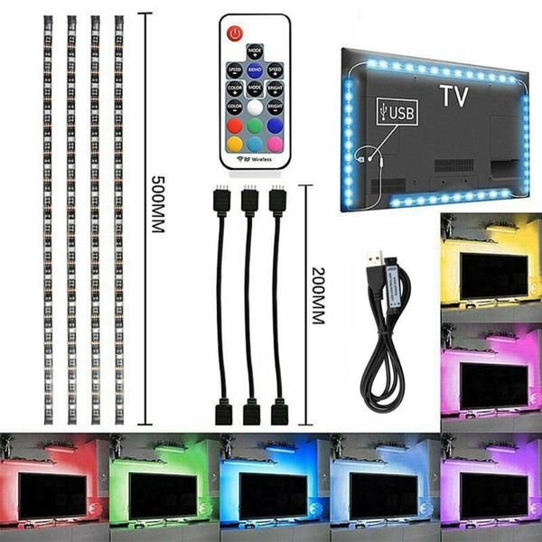 light strips color changing tv led backlight 5v rgb 20-inch strip with remote controller home decor 
light strips color changing tv led backlight 5v rgb 20-inch strip with remote controller home decor
