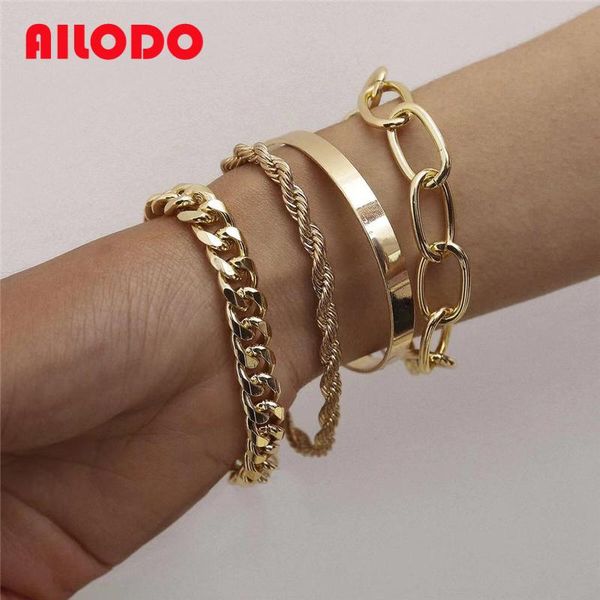 link, chain ailodo punk cuban bracelets for women 4 pcs/set gold silver color thick link bracelet bangles fashion jewelry gift 21apr08, Black
link, chain ailodo punk cuban bracelets for women 4 pcs/set gold silver color thick link bracelet bangles fashion jewelry gift 21apr08, Black