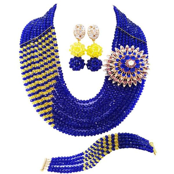 earrings & necklace fashion royal blue and yellow women african beads jewelry set 10 layers strand nigerian wedding, Silver
earrings & necklace fashion royal blue and yellow women african beads jewelry set 10 layers strand nigerian wedding, Silver