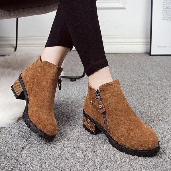 boots autumn winter women ankle shoes round toe platform mid heels comfortable warm snow botas mujer x967, Black
boots autumn winter women ankle shoes round toe platform mid heels comfortable warm snow botas mujer x967, Black