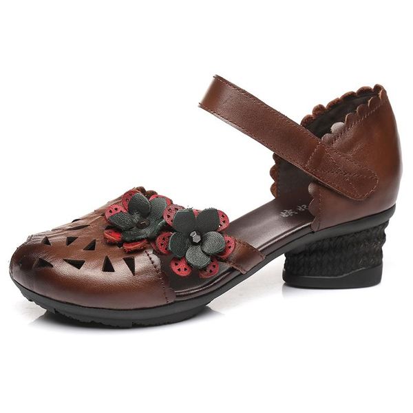dress shoes retro handmade women's sandals 2021 summer flower genuine leather female hollow hole woman high heel, Black
dress shoes retro handmade women's sandals 2021 summer flower genuine leather female hollow hole woman high heel, Black