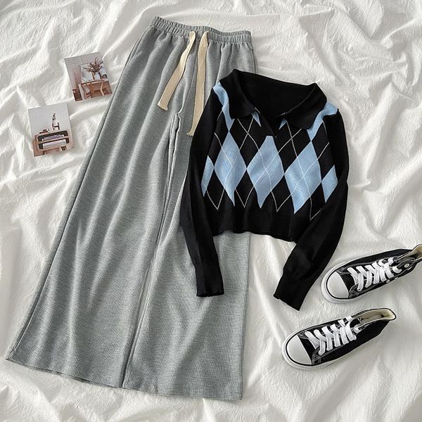 women's two piece pants elegant fashion pieces suit women turn-down collar long sleeve sweater + high waist wide leg pant matching set, White
women's two piece pants elegant fashion pieces suit women turn-down collar long sleeve sweater + high waist wide leg pant matching set, White
