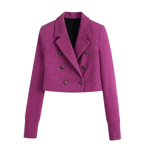 women's suits & blazers woman elegant purple slim tweed short blazer 2021 autumn fashion female double breasted ladies textured cropped, White;black
women's suits & blazers woman elegant purple slim tweed short blazer 2021 autumn fashion female double breasted ladies textured cropped, White;black