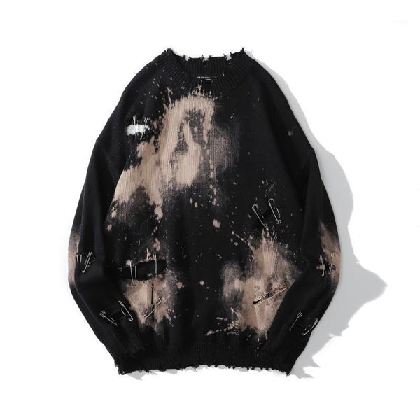 men's sweaters 2021 spring autumn ripped oversized hip hop sweater fashion hi street painted pullover loose fit jumpers, White;black
men's sweaters 2021 spring autumn ripped oversized hip hop sweater fashion hi street painted pullover loose fit jumpers, White;black