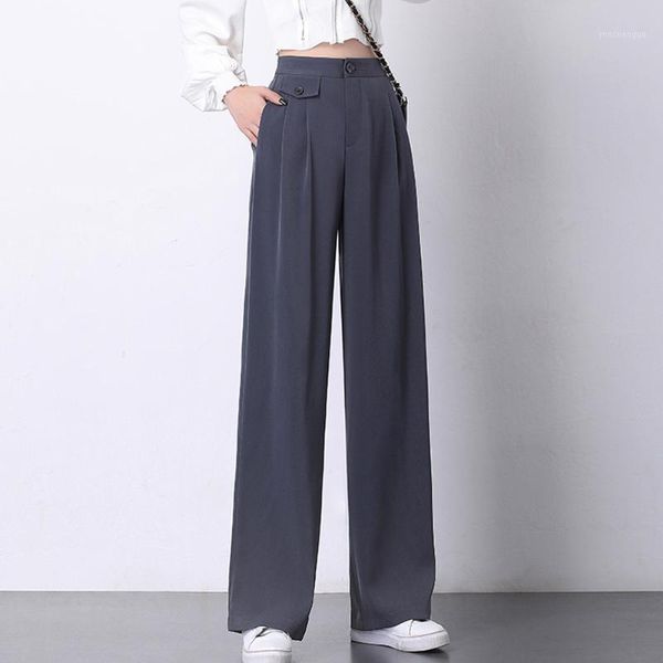women's pants & capris women high waist wide leg pleated straight trousers elegant office lady black gray suit casual streetwear, Black;white
women's pants & capris women high waist wide leg pleated straight trousers elegant office lady black gray suit casual streetwear, Black;white