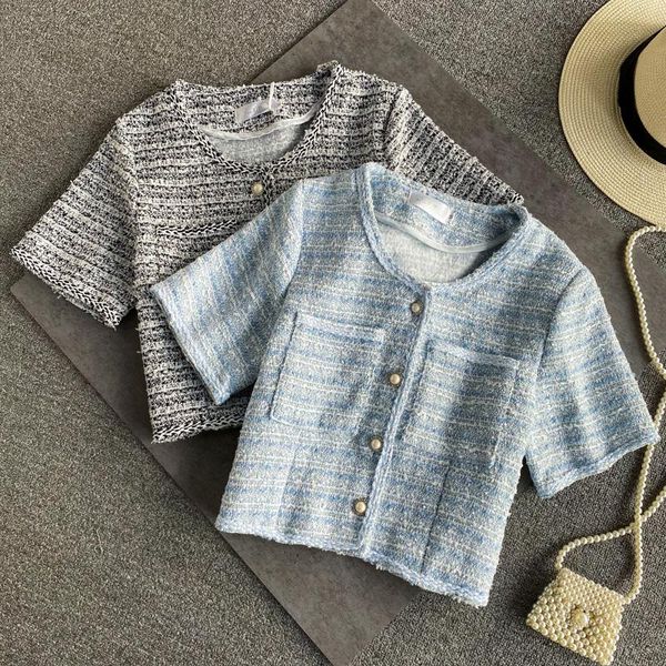 women's jackets summer small fragrance crop fashion streetwear striped tweed jacket coat women korean short woolen outwear chaqueta muj, Black;brown
women's jackets summer small fragrance crop fashion streetwear striped tweed jacket coat women korean short woolen outwear chaqueta muj, Black;brown