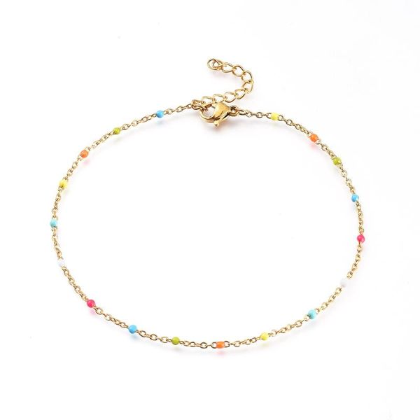anklets trendy female stainless steel cable chain bohemia for women bracelet foot jewelry accessories, Red;blue 
anklets trendy female stainless steel cable chain bohemia for women bracelet foot jewelry accessories, Red;blue