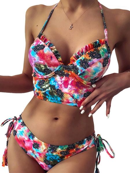 women swimsuit set halter print and bottom summer fashion bathing suit for ladies women's swimwear, White;black
women swimsuit set halter print and bottom summer fashion bathing suit for ladies women's swimwear, White;black