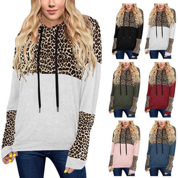 fashion hoodies splicing long sleeve leopard print pullover hooded loose women's sweater in autumn 2021, Black
fashion hoodies splicing long sleeve leopard print pullover hooded loose women's sweater in autumn 2021, Black