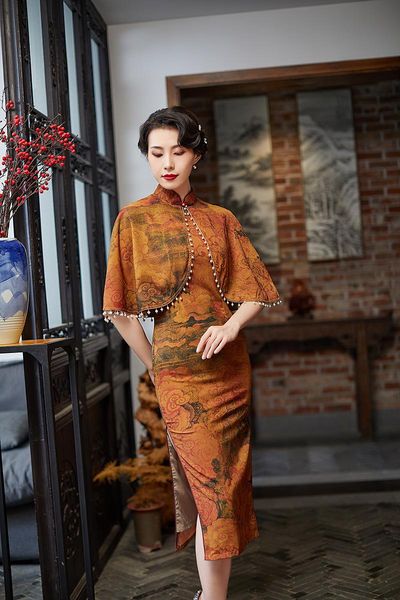 ethnic clothing women satin qipao with shawl 2pcs print cheongsamst vintage button chinese dress elegant mandarin collar vestidos oversize, Red
ethnic clothing women satin qipao with shawl 2pcs print cheongsamst vintage button chinese dress elegant mandarin collar vestidos oversize, Red