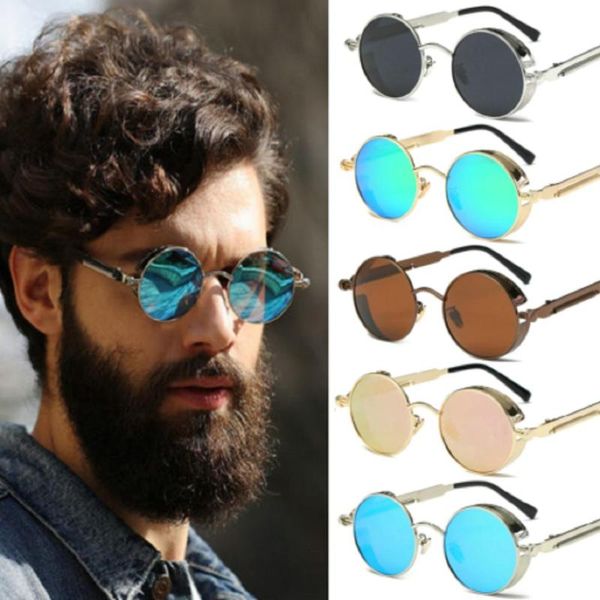 

mirrors vintage retro polarized steampunk sunglasses fashion metal round mirrored eyewear men circle sun glasses uv400