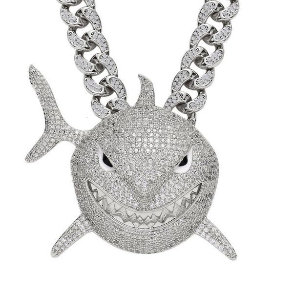 hip hop grote haai hanger ketting voor mannen cubic zirkoon shark boy sieraden met iced out crystal miami cubaanse link keten, Silver
hip hop grote haai hanger ketting voor mannen cubic zirkoon shark boy sieraden met iced out crystal miami cubaanse link keten, Silver