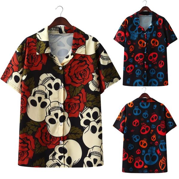 men and women summer short sleeve skeleton printing beach shirts casual streetwear blouses 2021 fashion clothing a26 men's, White;black
men and women summer short sleeve skeleton printing beach shirts casual streetwear blouses 2021 fashion clothing a26 men's, White;black
