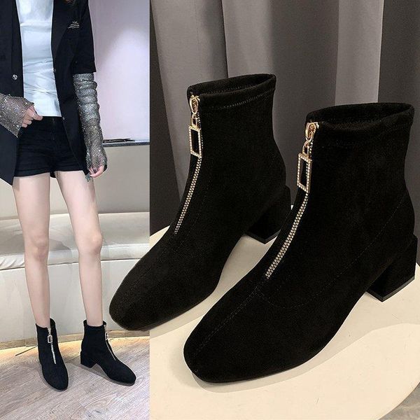boots women's 2021 autumn and winter fashion british style thick heel suede short, Black
boots women's 2021 autumn and winter fashion british style thick heel suede short, Black