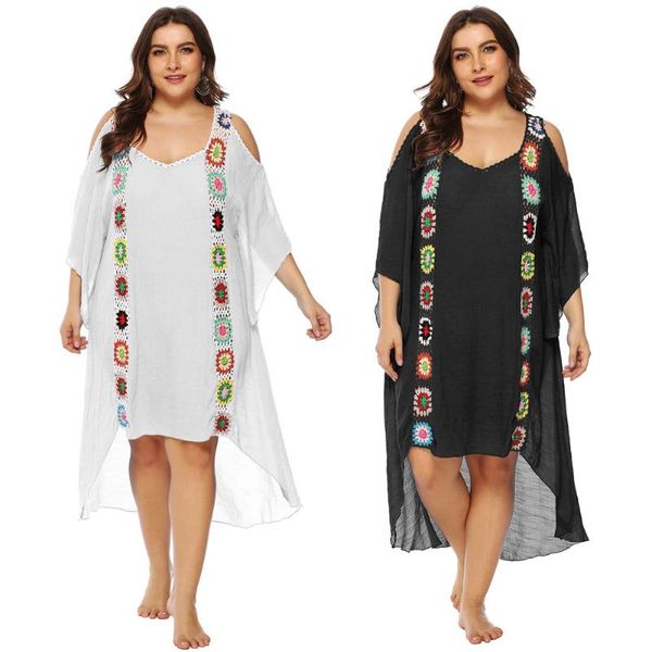 women's swimwear womens v neck beach bathing suit swim bikini swimsuit oversized cover up crochet dress, White;black
women's swimwear womens v neck beach bathing suit swim bikini swimsuit oversized cover up crochet dress, White;black