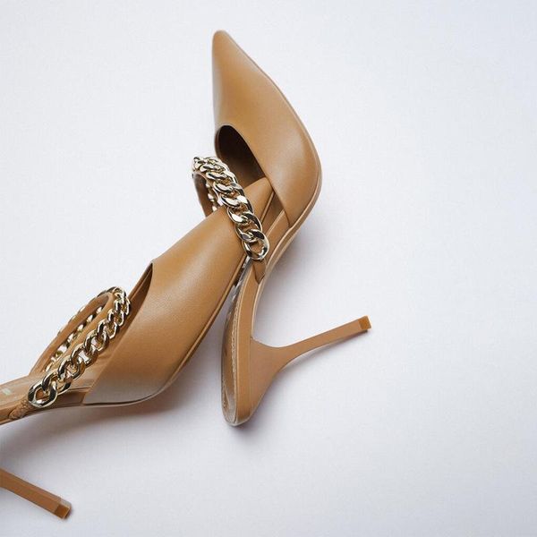 dress shoes brown elegant high-heeled women's summer pointed shallow mouth metal chain mary jane single-heeled, Black
dress shoes brown elegant high-heeled women's summer pointed shallow mouth metal chain mary jane single-heeled, Black