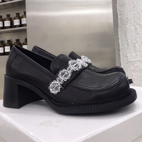 2021 autumn european shoes american genuine leather big round toe high heel chunky rhinestone niche vintage platform b7t51, Black
2021 autumn european shoes american genuine leather big round toe high heel chunky rhinestone niche vintage platform b7t51, Black