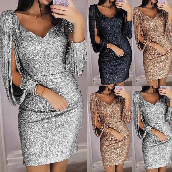 casual dresses women autumn dress v neck tassels bodycon shining slim fit high waist eig88, Black;gray
casual dresses women autumn dress v neck tassels bodycon shining slim fit high waist eig88, Black;gray