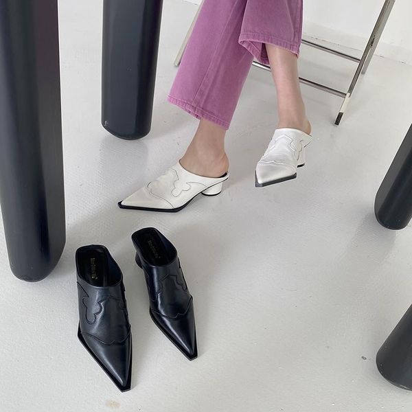 spring slippers women slides pointed toe round mid heels slip on mules shoes gladiator party pumps black/white
spring slippers women slides pointed toe round mid heels slip on mules shoes gladiator party pumps black/white