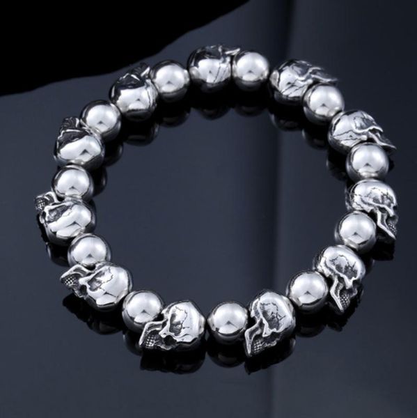 beaded, strands classic punk gothic style silver color metal skull beaded bracelet men's rock party biker jewelry, Black
beaded, strands classic punk gothic style silver color metal skull beaded bracelet men's rock party biker jewelry, Black