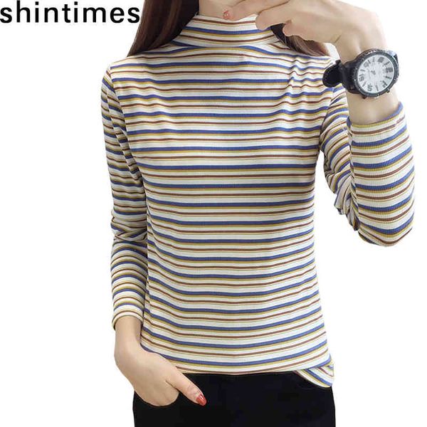 women's t-shirt shintimes turtleneck elasticity t autumn striped cotton tshirt casual tees korean tee femme mm0q, White
women's t-shirt shintimes turtleneck elasticity t autumn striped cotton tshirt casual tees korean tee femme mm0q, White