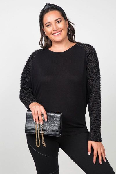 women's black stripe tulle detailed sleeve plus size blouse blouses & shirts, White
women's black stripe tulle detailed sleeve plus size blouse blouses & shirts, White