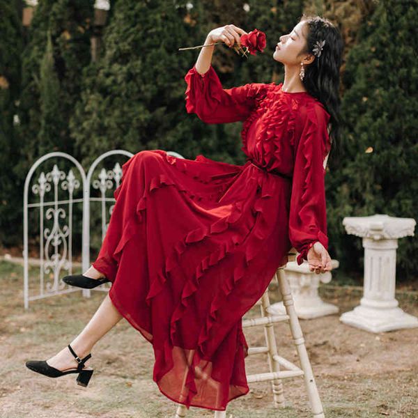 dress autumn high-waisted female vintage red long elegant dress ladies'holiday party bing, Black;gray
dress autumn high-waisted female vintage red long elegant dress ladies'holiday party bing, Black;gray