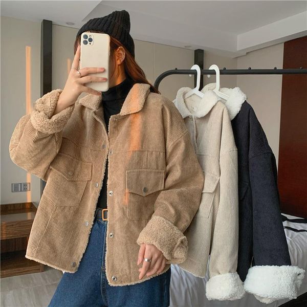 women's down & parkas lamb wool warm jacket 2021 autumn and winter korean version loose plus velvet thick corduroy cotton, Black
women's down & parkas lamb wool warm jacket 2021 autumn and winter korean version loose plus velvet thick corduroy cotton, Black