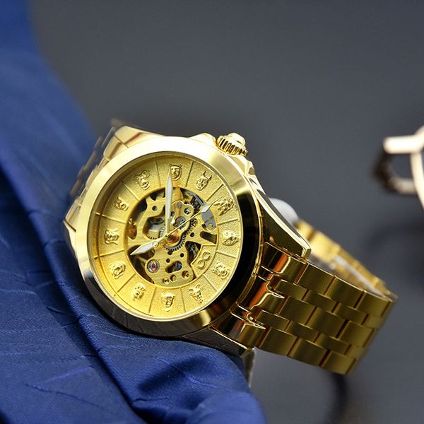 new al shi gold plated zodiac hollow mechanical watch butterfly double button leisure, Slivery;brown
new al shi gold plated zodiac hollow mechanical watch butterfly double button leisure, Slivery;brown