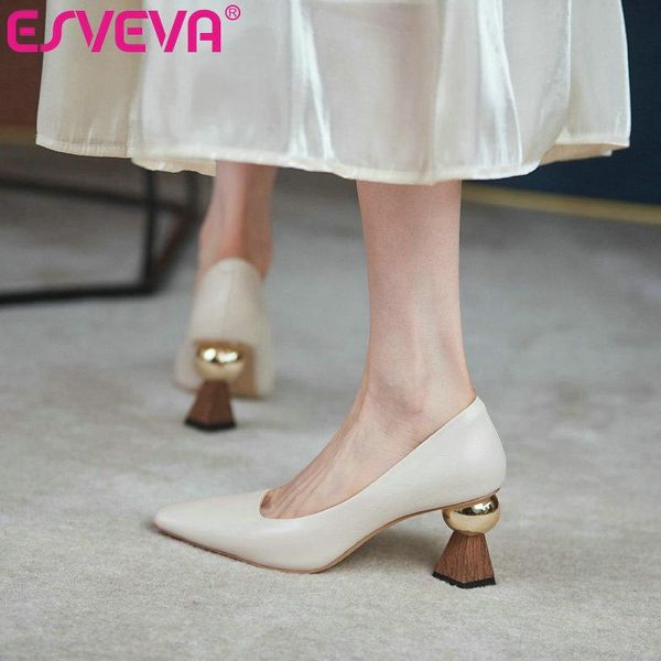 dress shoes esveva 2021 elegant pointed toe basic women pumps cow leather slip on ladies spring autumn square high heels size 34-39, Black
dress shoes esveva 2021 elegant pointed toe basic women pumps cow leather slip on ladies spring autumn square high heels size 34-39, Black