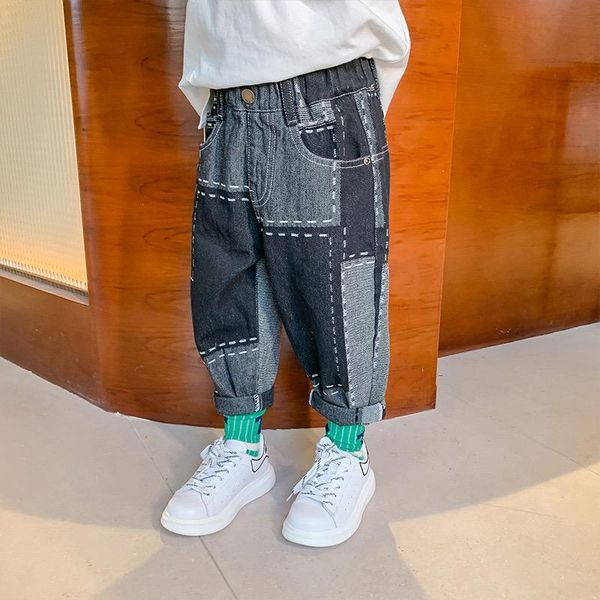 jeans boys pants 2021 children's spring and autumn casual stitching loose fashion trend kids wide leg kj18, Blue
jeans boys pants 2021 children's spring and autumn casual stitching loose fashion trend kids wide leg kj18, Blue