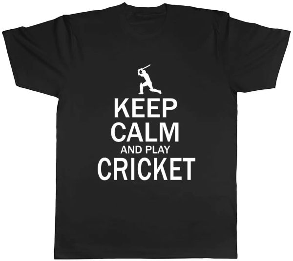 Keep Calm and Play Cricket Mens Unisex T-Shirt Tee, White;black
Keep Calm and Play Cricket Mens Unisex T-Shirt Tee, White;black