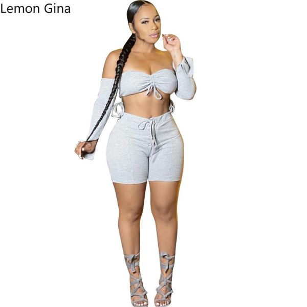 women's tracksuits lemon gina long sleeved chest bound pantsuit grey short corn-tie two-piece set, Gray
women's tracksuits lemon gina long sleeved chest bound pantsuit grey short corn-tie two-piece set, Gray