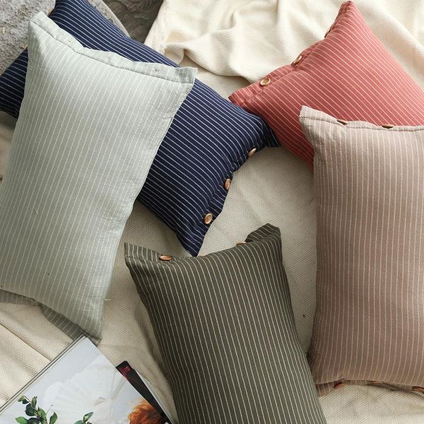 cushion/decorative pillow simple sand washed cotton mori stripe hand button cover office waist cushion decorative pillows
cushion/decorative pillow simple sand washed cotton mori stripe hand button cover office waist cushion decorative pillows