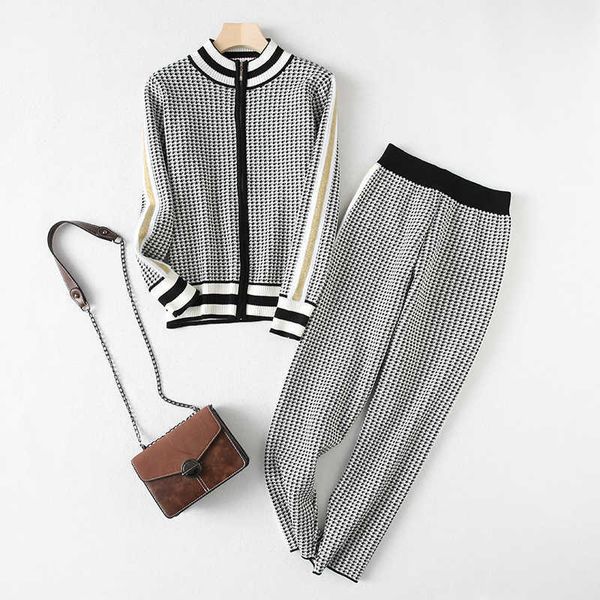 spring autumn sports stand-up collar knitted coat + harem pants suit women 2 pieces set tracksuit 210531, White
spring autumn sports stand-up collar knitted coat + harem pants suit women 2 pieces set tracksuit 210531, White