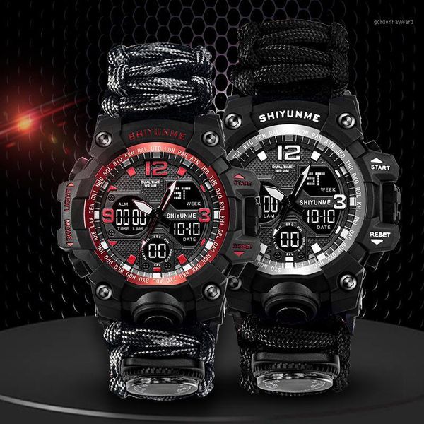wristwatches shiyunme men military wristwatch trend waterproof whistel satch alarm compass outdoor sport digital watch relogio masculino, Slivery;brown
wristwatches shiyunme men military wristwatch trend waterproof whistel satch alarm compass outdoor sport digital watch relogio masculino, Slivery;brown