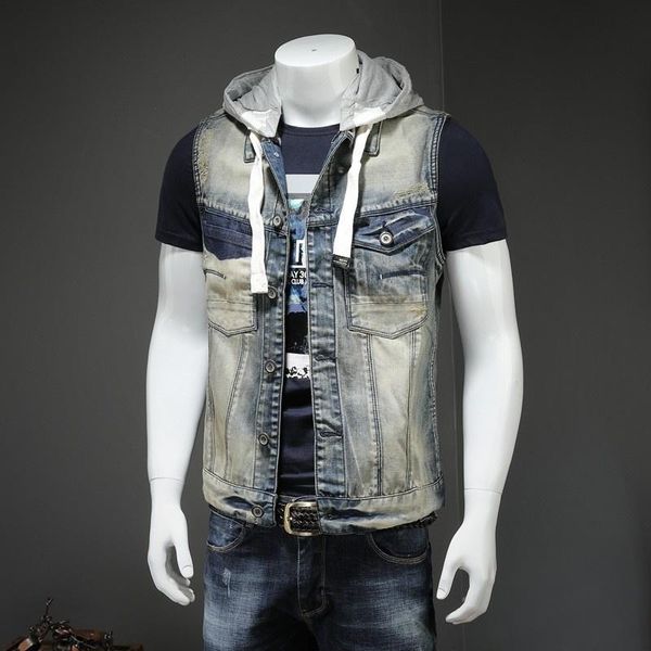 men's vests men hooded detachable vintage denim vest street single breasted cowboy short waistcoat college casual sleeveless jacket, Black;white
men's vests men hooded detachable vintage denim vest street single breasted cowboy short waistcoat college casual sleeveless jacket, Black;white