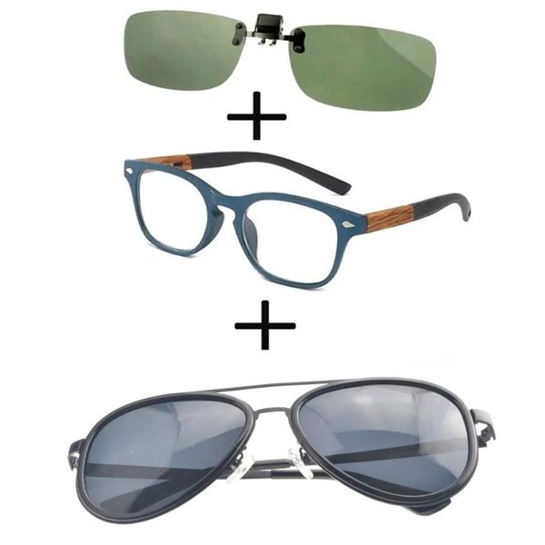 sunglasses 3pcs comfortable wood squared frame reading glasses men women + alloy polarized pilot driving clip, White;black
sunglasses 3pcs comfortable wood squared frame reading glasses men women + alloy polarized pilot driving clip, White;black