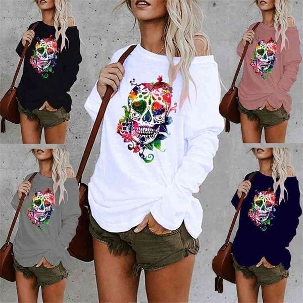 fashion colorful skull print t-shirts casual o-neck long sleeve harajuku style t shirts loose plus size pullover, White
fashion colorful skull print t-shirts casual o-neck long sleeve harajuku style t shirts loose plus size pullover, White