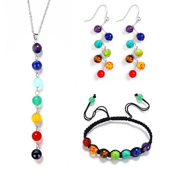 chakra necklace 6mm beads stone yoga accessories jewelry, Silver 
chakra necklace 6mm beads stone yoga accessories jewelry, Silver