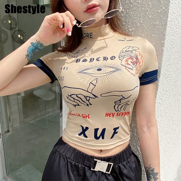 shestyle beige moto biker style t shirts women 2021 patchwork printed mock neck stand tight cool high street crop by, Black;white
shestyle beige moto biker style t shirts women 2021 patchwork printed mock neck stand tight cool high street crop by, Black;white