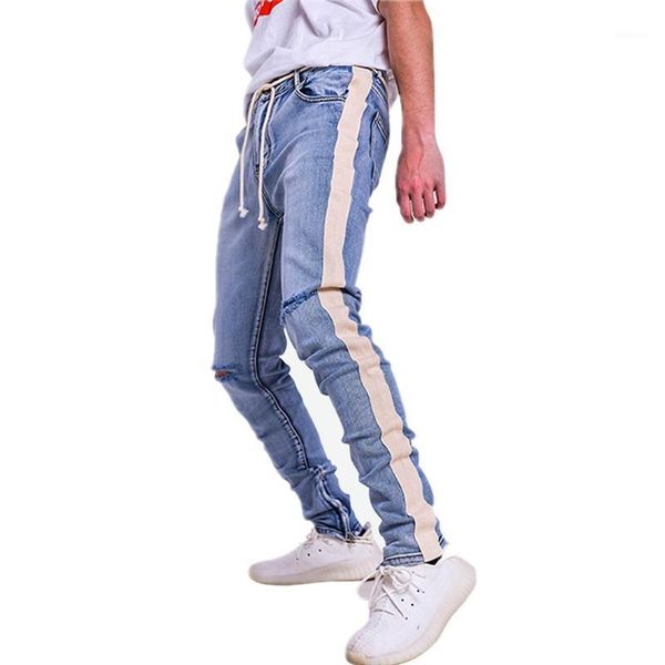 men's jeans streetwear hiphop personality men side zipper ripped fashion male destroyed skinny denim pants, Blue
men's jeans streetwear hiphop personality men side zipper ripped fashion male destroyed skinny denim pants, Blue