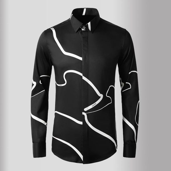 men's casual shirts black white mens luxury long sleeve geometric printed man slim fit male plus size 4xl, White;black
men's casual shirts black white mens luxury long sleeve geometric printed man slim fit male plus size 4xl, White;black