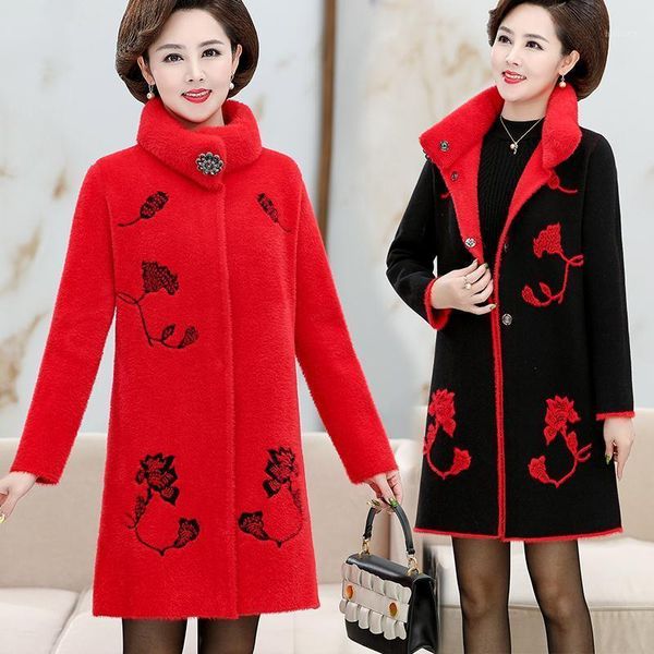women's wool & blends mom imitate mink bown woolen overcoat autumn winter coat middle-aged wearable on both sides jacket a, Black
women's wool & blends mom imitate mink bown woolen overcoat autumn winter coat middle-aged wearable on both sides jacket a, Black